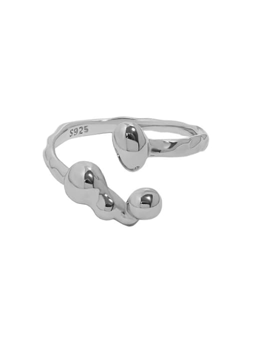 Platinum [No. 14 adjustable] 925 Sterling Silver Geometric Vintage Band Ring